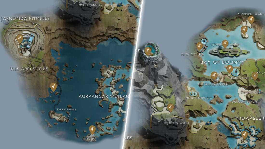 Map of Svartalfheim in God of War Ragnarök showing Odin's raven locations