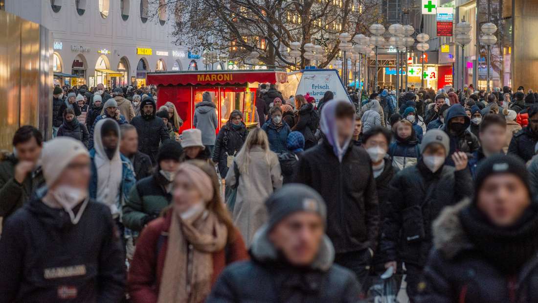 Crowds are out and about in downtown Munich on Black Friday.